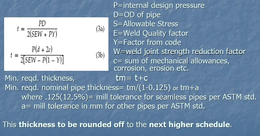 Equation for thickness calculation