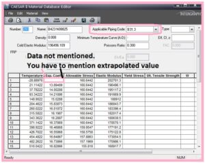 Details about CAESAR II Error: “Material is Outside the Temperature ...