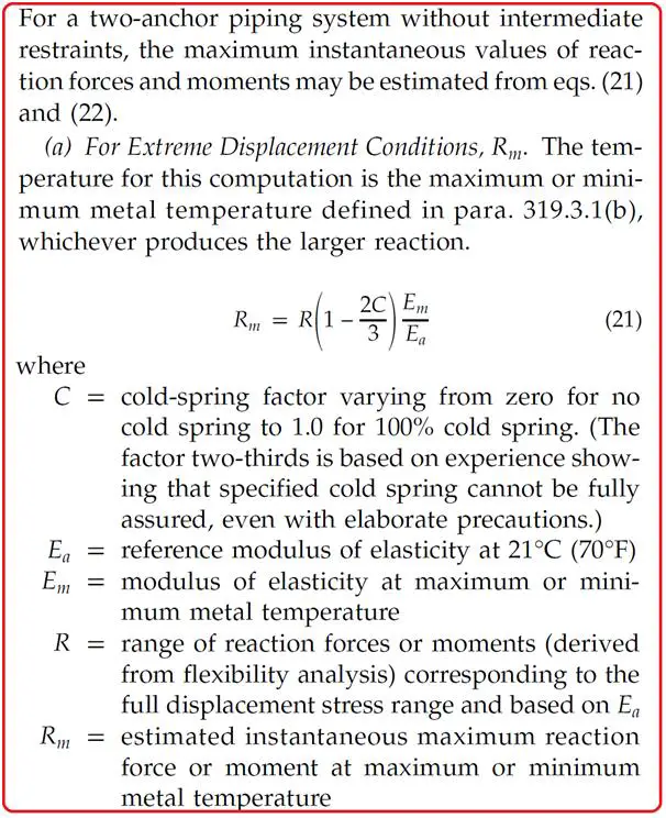 End Reaction at Design Temperature (as per B31.3)