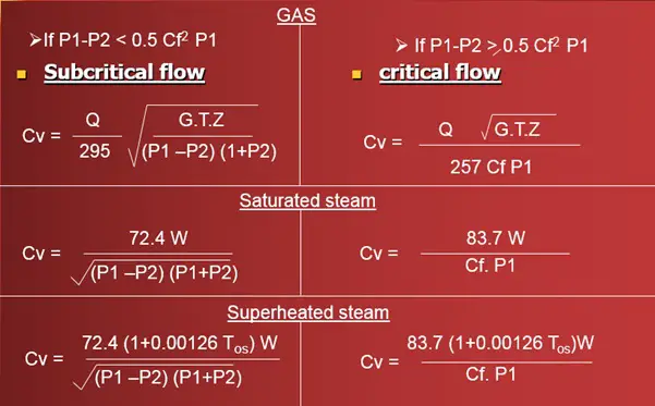 Cv Calculation Gas and Steam