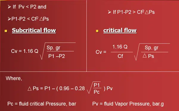 Cv Calculation Liquid flow