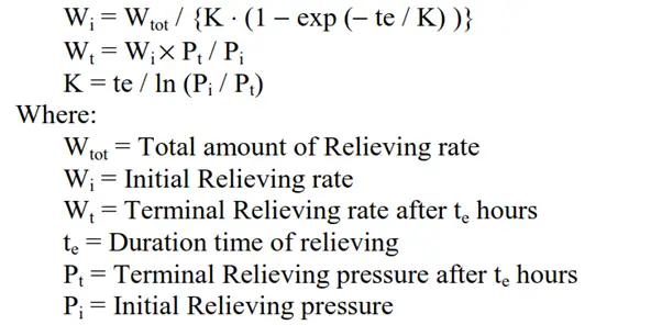 Relieving rate Calculation