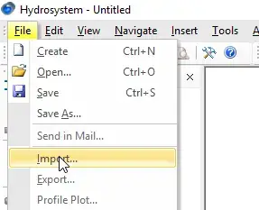 Импорт файла в HYDROSYSTEM