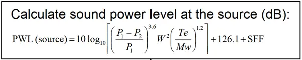 Sound Power Level formula for AIV