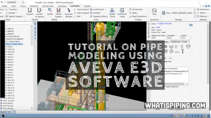 Tutorial on Pipe Modeling using AVEVA E3D software