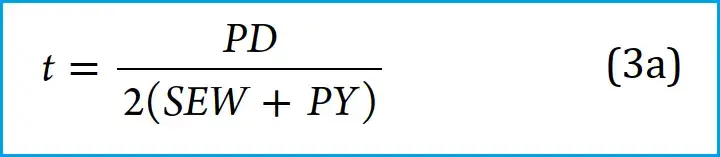 Ecuación de espesor de diseño de presión interna según ASME B 31.3