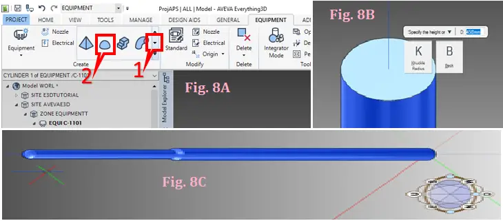 Modeling the dish of column in E3D