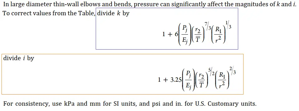 B31.3 Excerpt related to Pressure Stiffening of Bend