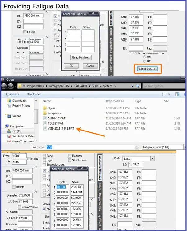 Caesar II Steps for adding Fatigue data