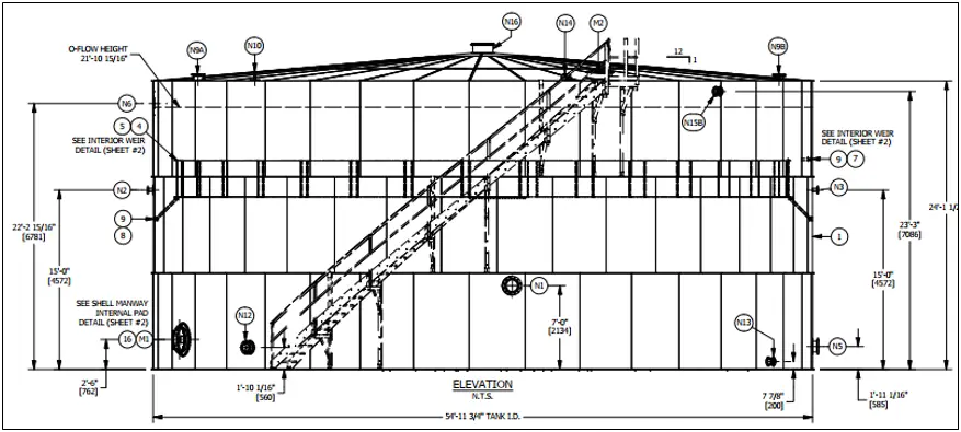 Sample of General Arrangement drawing of Bolted tank