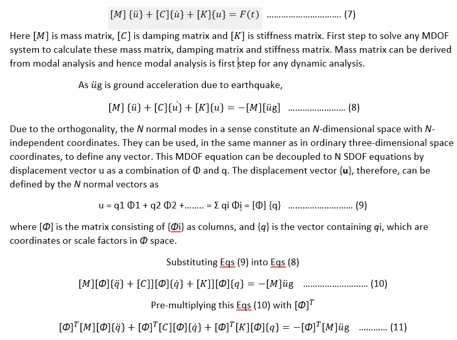 Equations for Response Spectrum