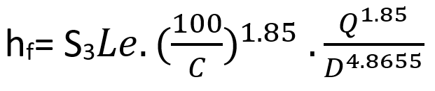 Hazen and William’s empirical formula