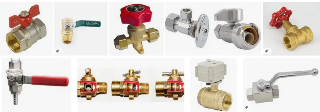 Typical Shut off valves