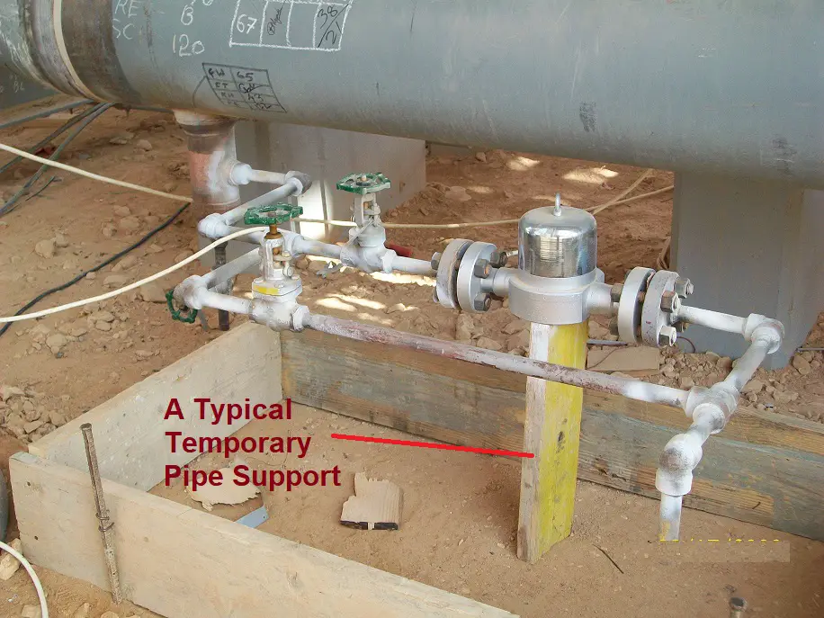 Example of a Temporary Pipe Support