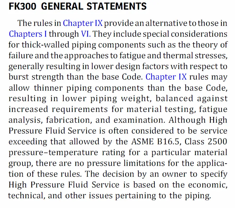 Intent of Chapter IX, ASME B31.3