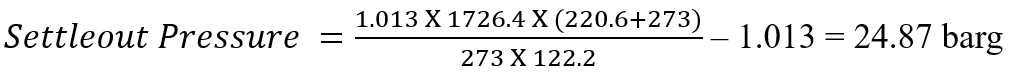 Calculated value from Equation of Settle-out Pressure for Sigle Stage Compressor