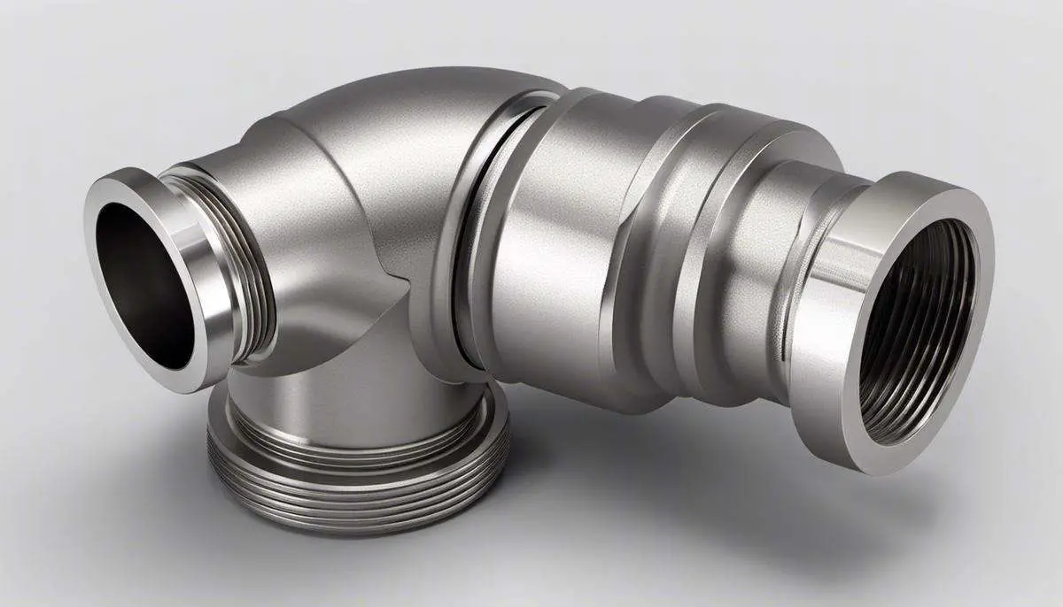 Illustration of a street elbow pipe fitting with a male and female end, used for changing the direction of the piping system in tight spaces or around corners